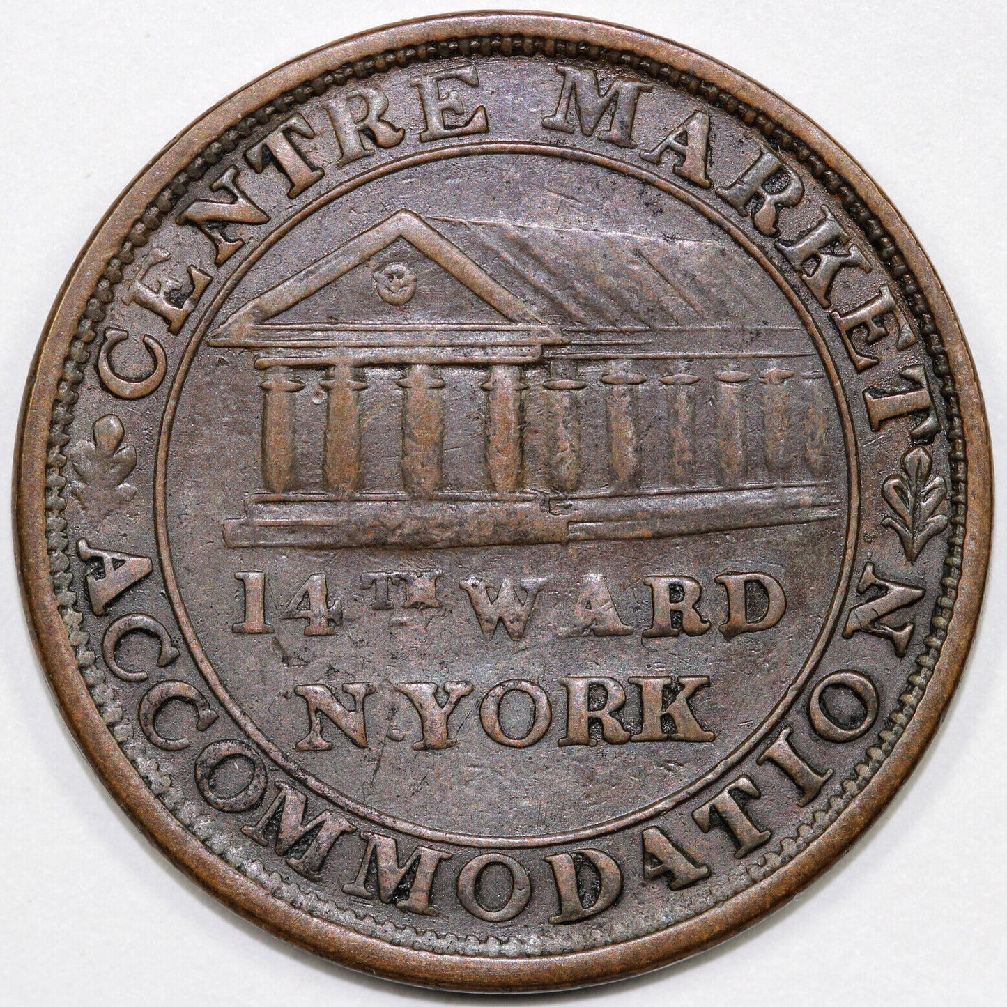 1837 1c New York Hard Times Token *Centre Market Accommodation*