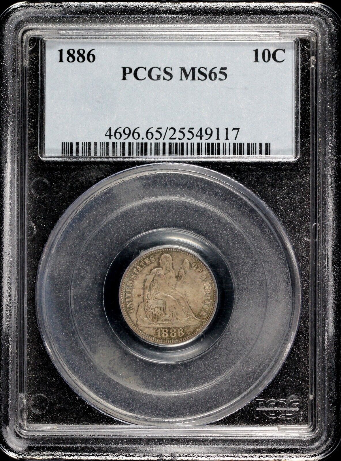 1886 10c Seated Liberty Dime PCGS MS 65