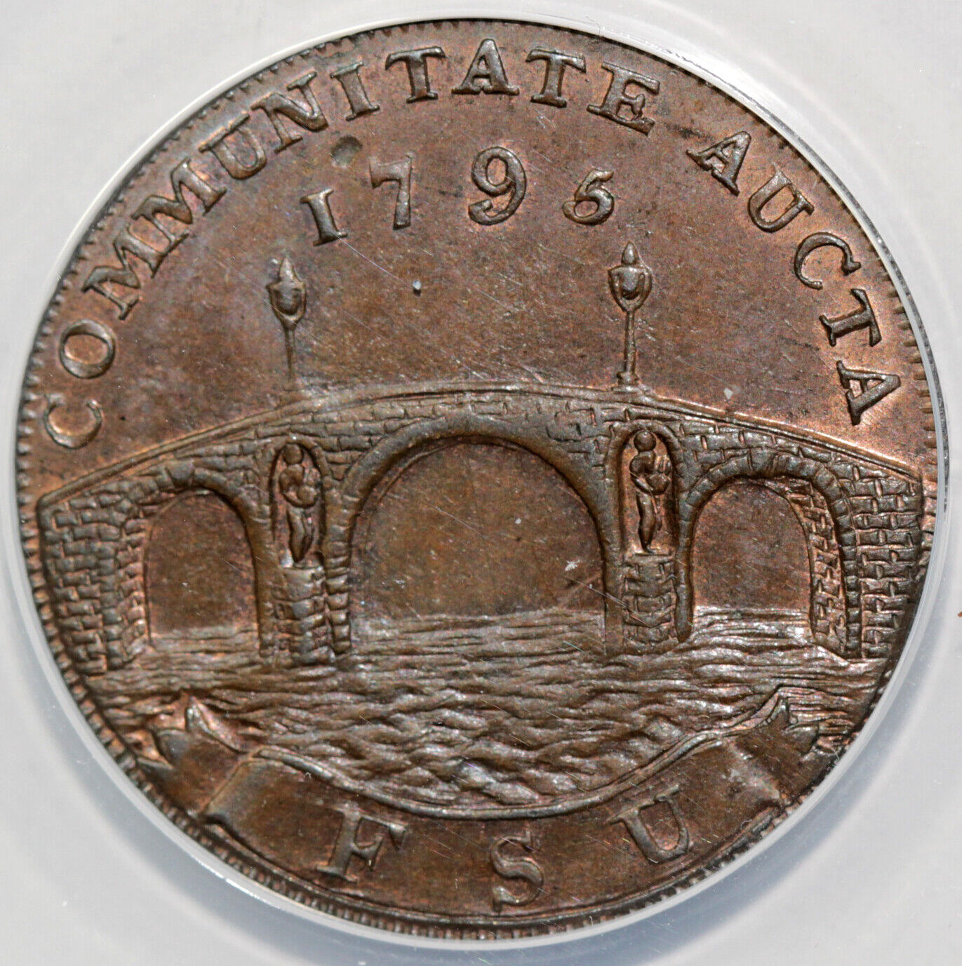 1795 1/2p Great Britain Suffolk-Beccles Conder Token ANACS AU 58