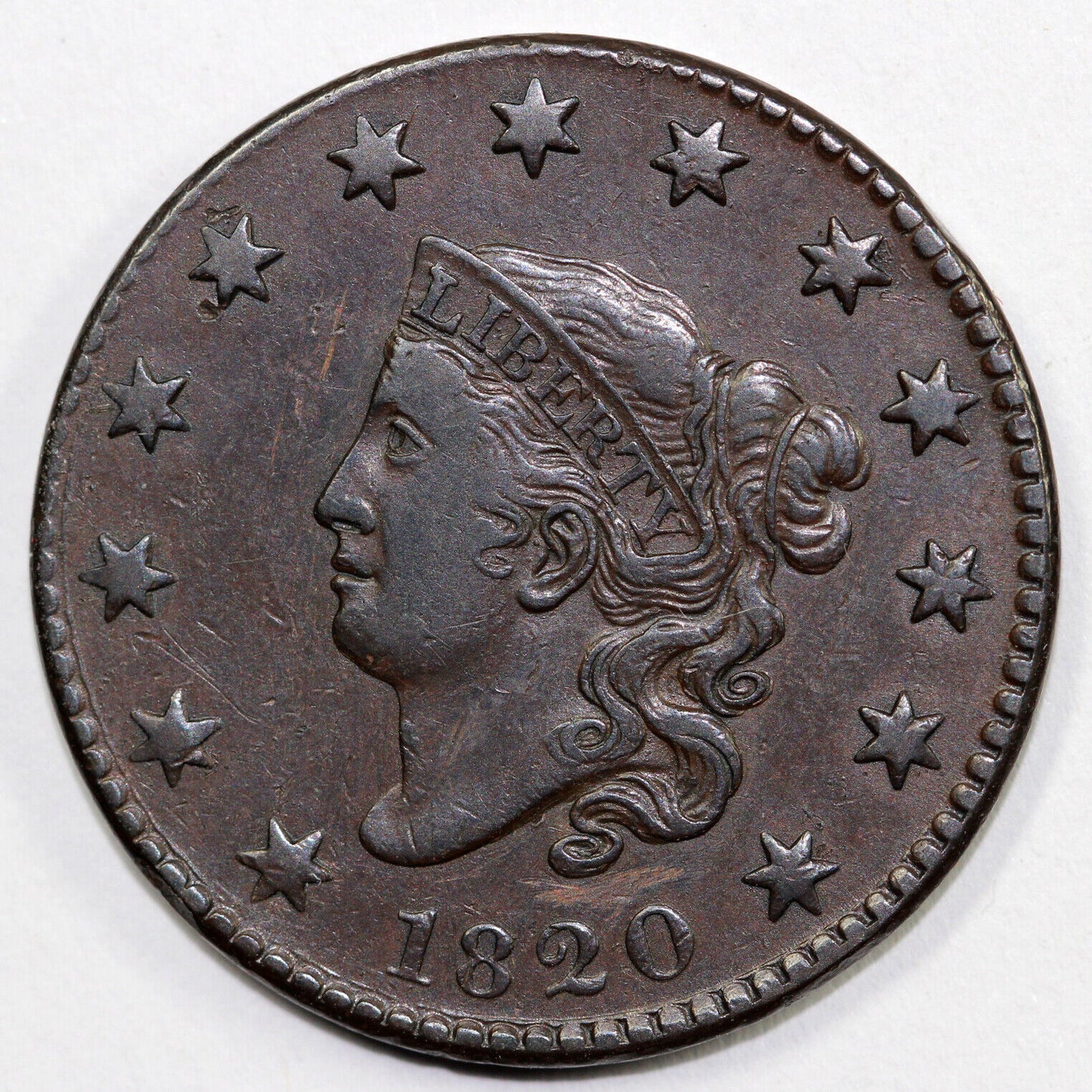 1820 1c N-6 Coronet or Matron Head Large Cent