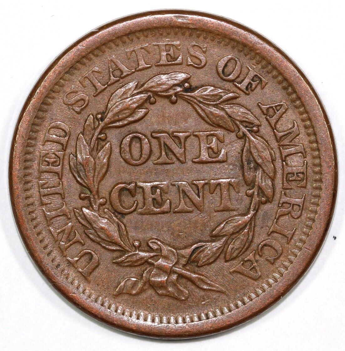 1854 1c Braided Hair Large Cent