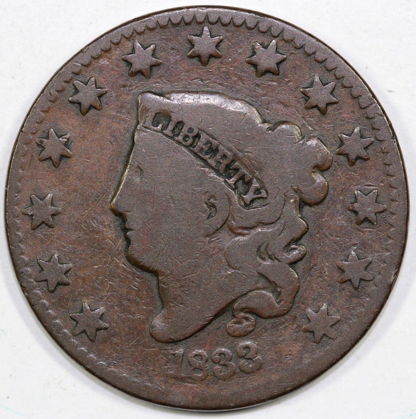 1833 1c Matron Head Large Cent