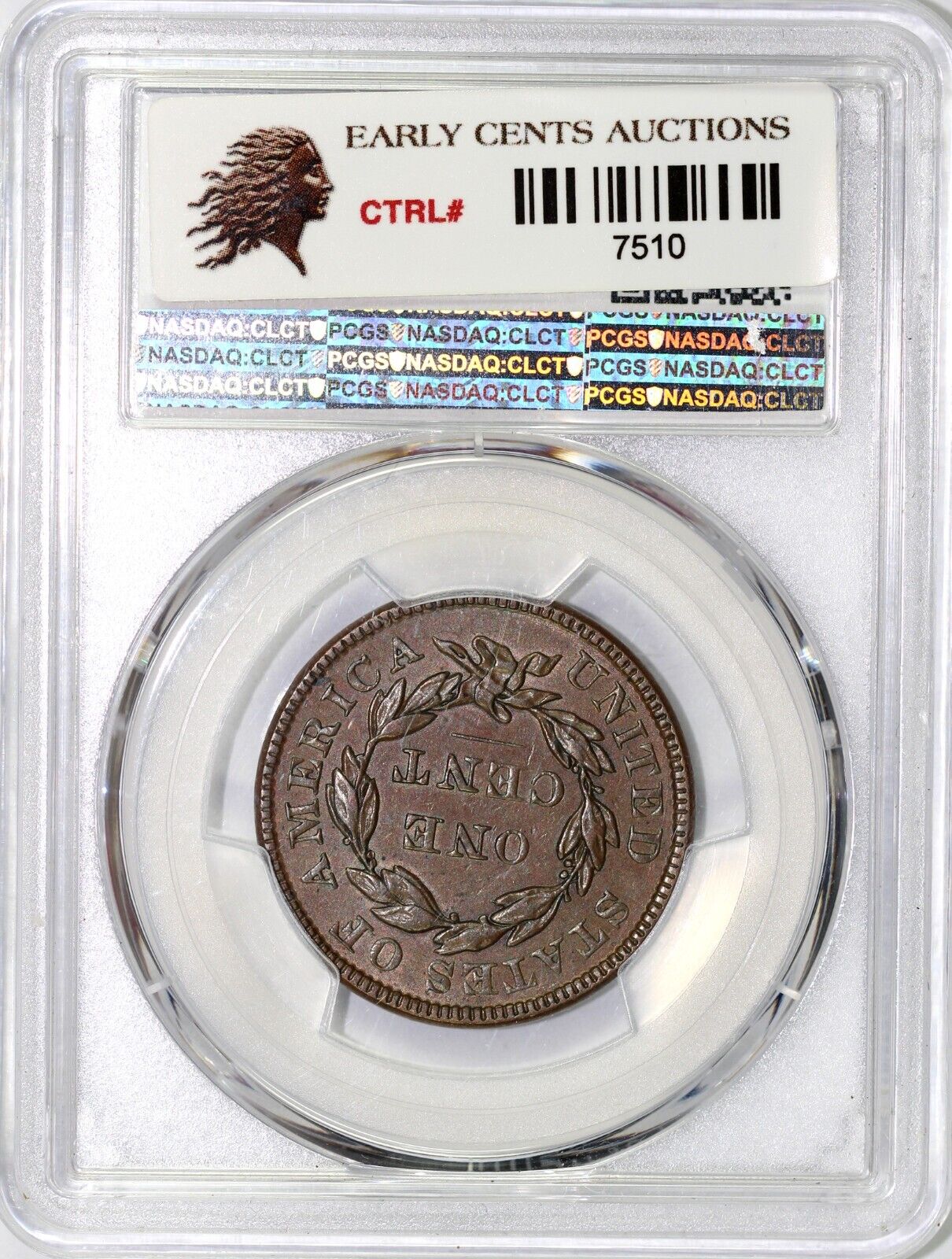 1836 1c N-7 Matron Head Large Cent PCGS AU 53
