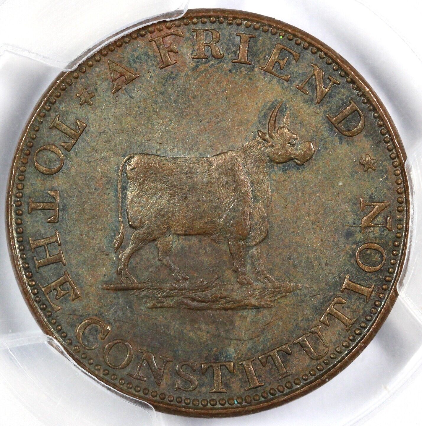 1838 HT-24 Agriculture & Commerce Hard Times Token PCGS AU 55