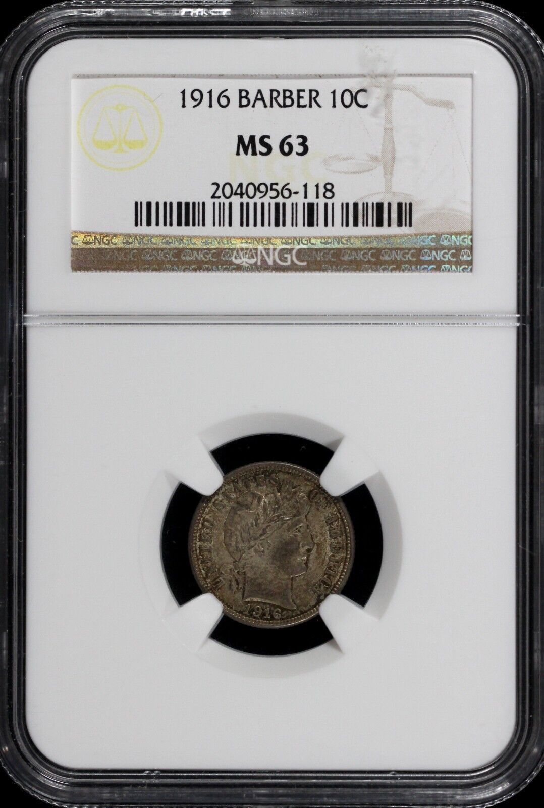 1916 10c Barber Dime NGC MS 63