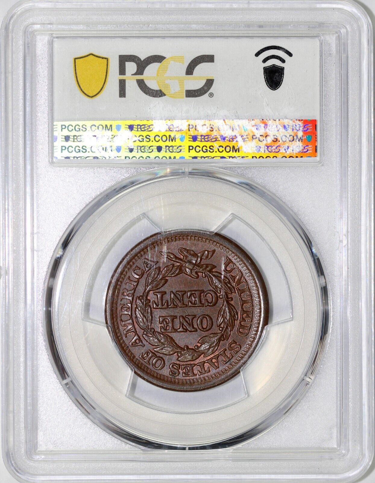 1850 1c N-7 Braided Hair Large Cent PCGS MS 64 BN