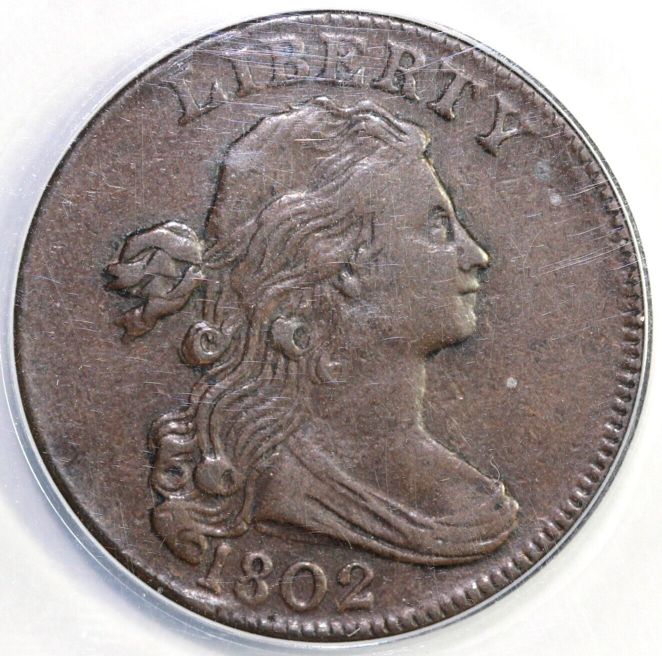 1802 1c S-232 Draped Bust Large Cent ANACS VF 30