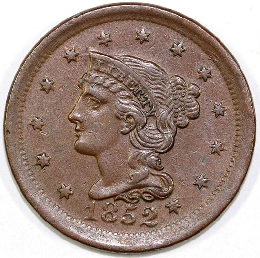 1852 1c Braided Hair Large Cent