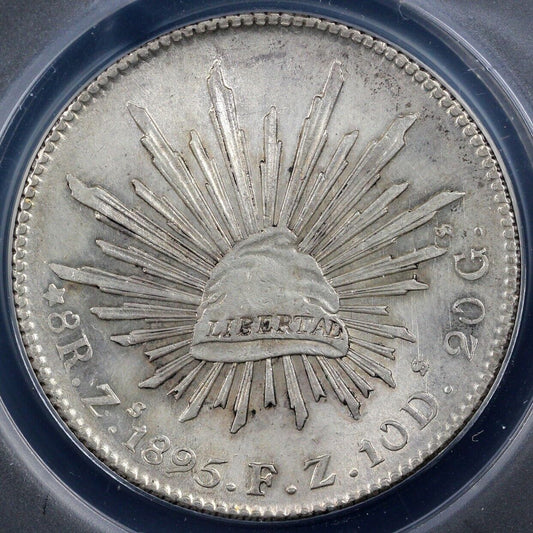 1895 8r Zs, FZ Mexico 8 Reales ANACS MS 60 Details Chopmarked