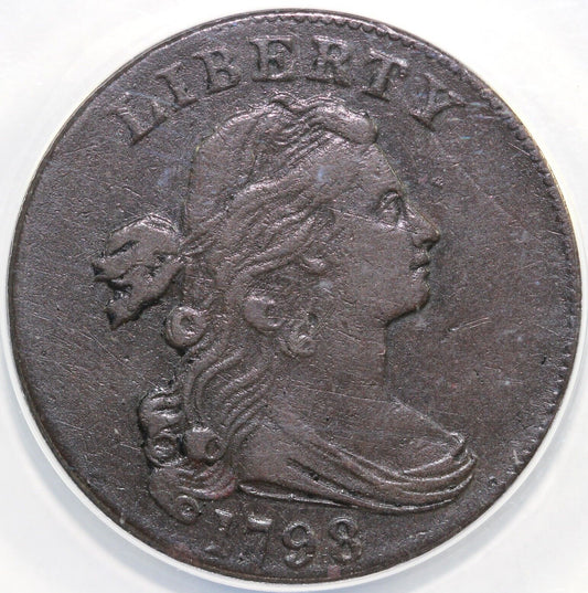 1798 1c 2nd Hairstyle Draped Bust Large Cent ANACS VF 35 Details Scratched