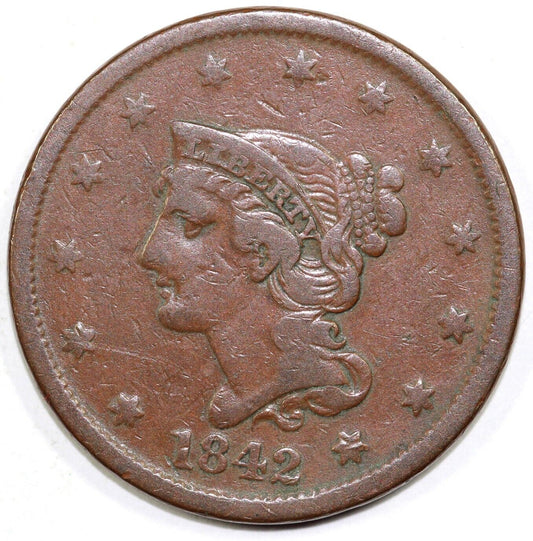 1842 1c Braided Hair Large Cent