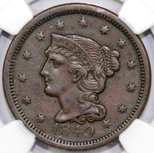 1849 1c N-9 Braided Hair Large Cent XF 45 *LDS*