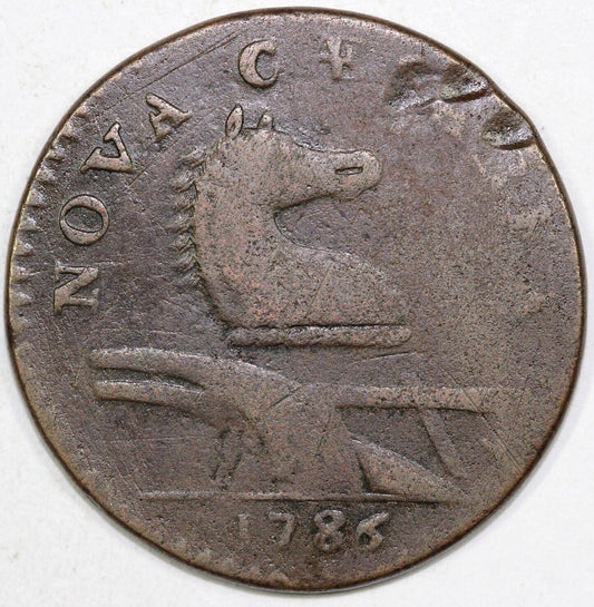 1786 Maris 15-J Leaning Head New Jersey Colonial Copper Coin