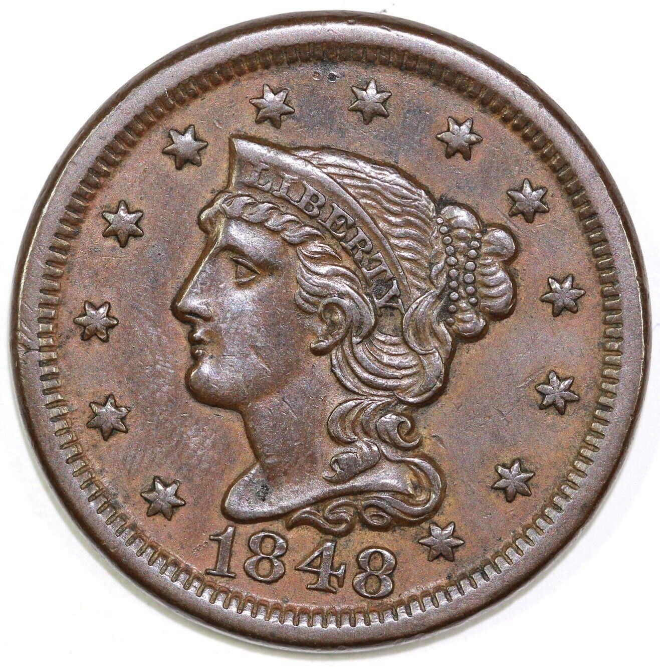 1848 1c N-31 Braided Hair Large Cent