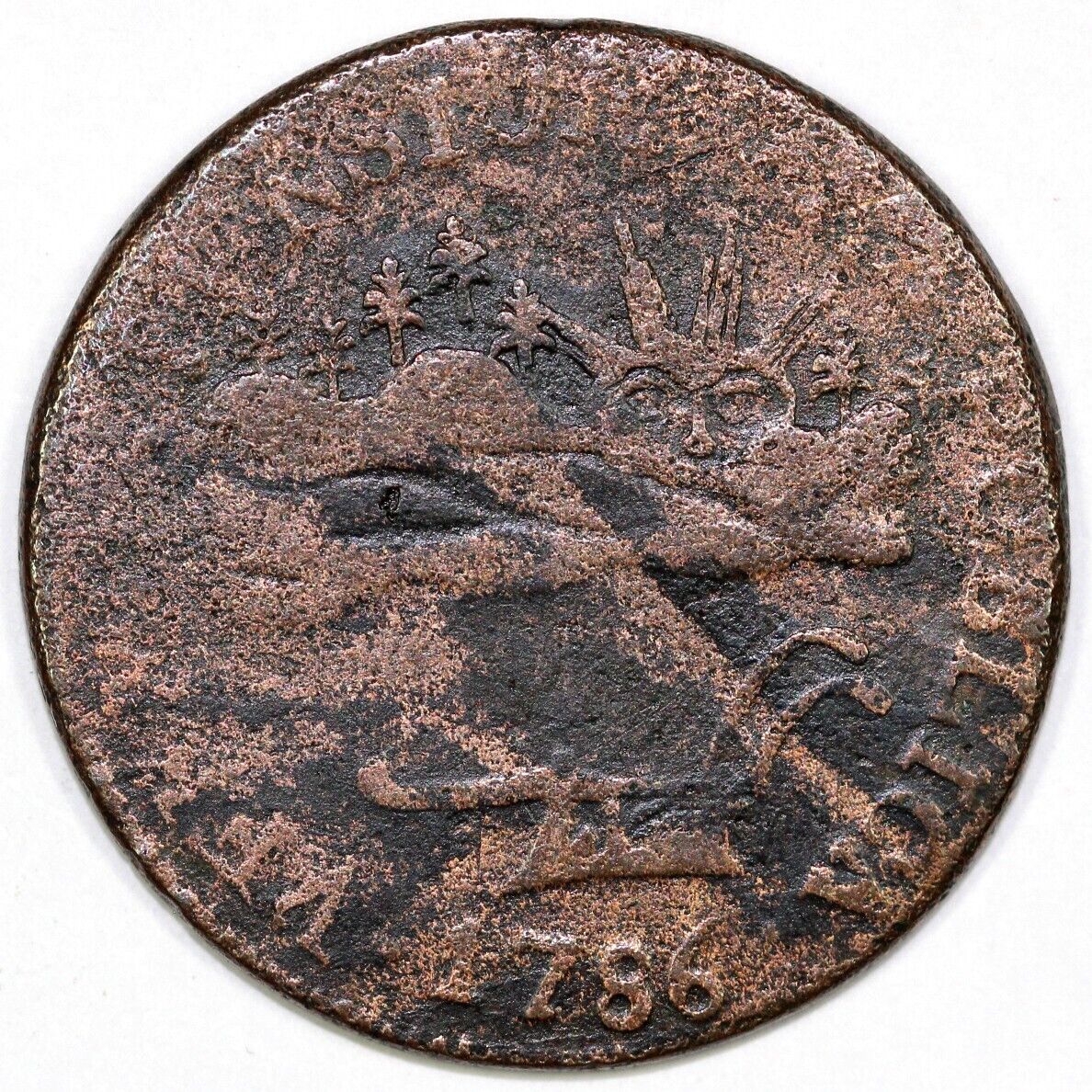 1786 RR-6  Landscape Vermontensium Colonial Copper Coin