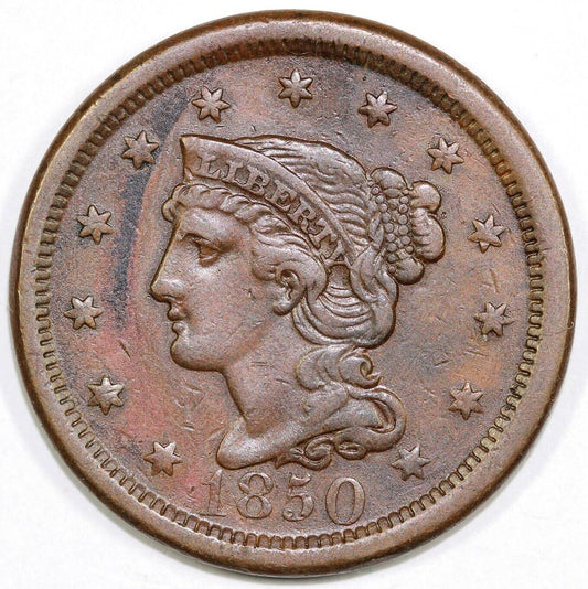 1850 1c N-27 Braided Hair Large Cent