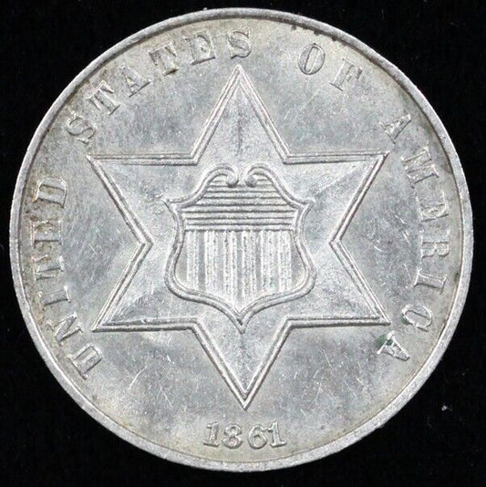 1861 3cs Three Cent Silver UNC
