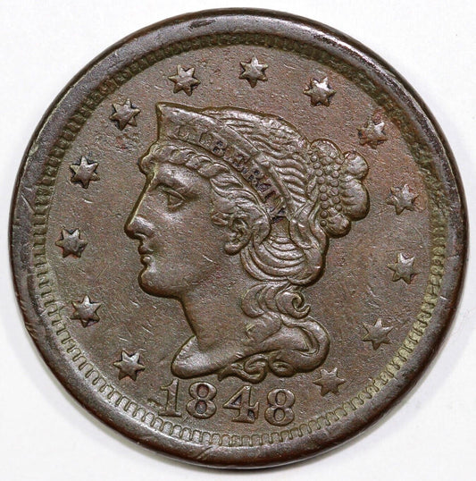 1848 1c N-24 Braided Hair Large Cent