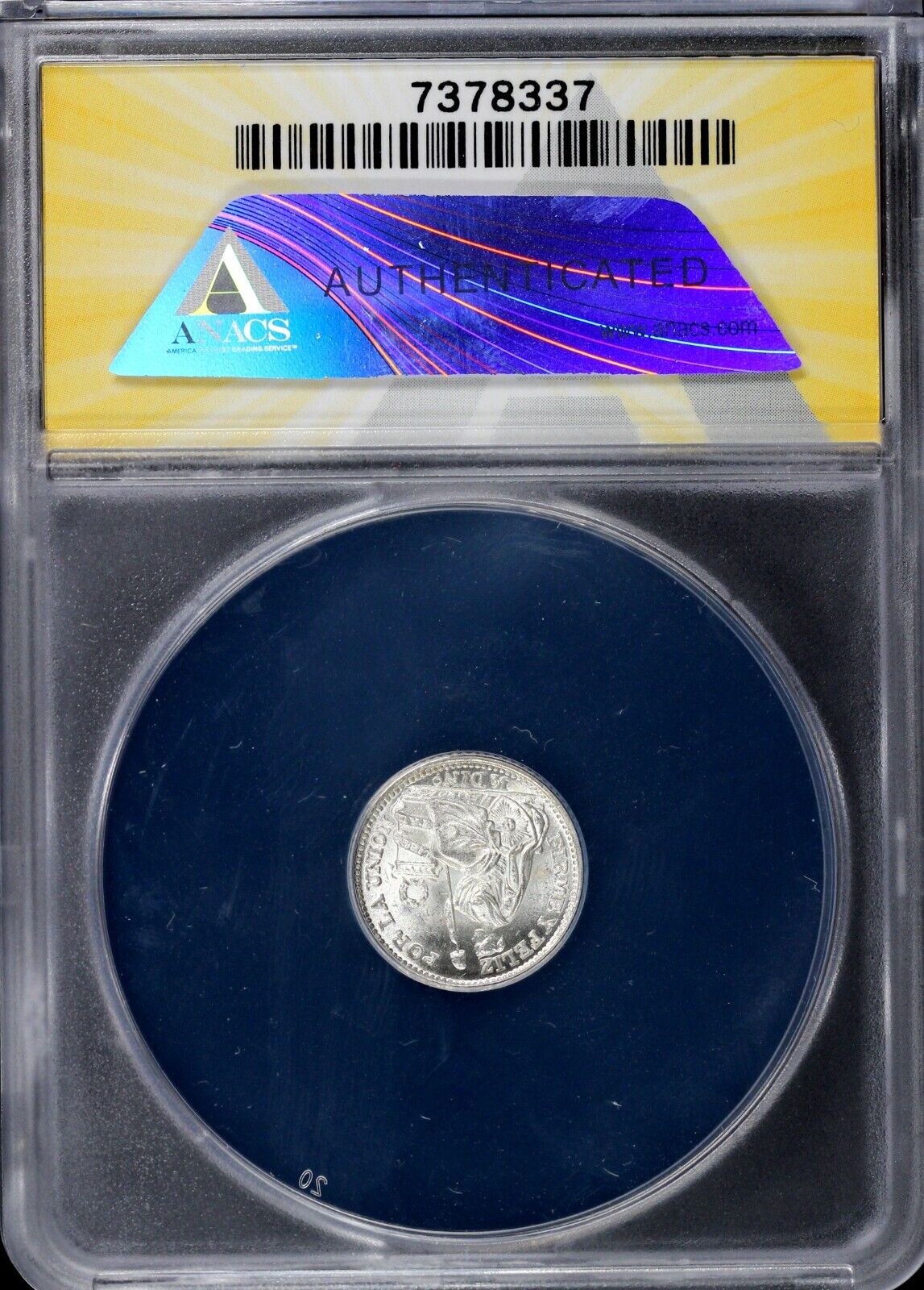 1916 1/2d L, FG Peru Half Dinero ANACS MS 65