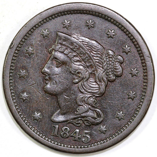 1845 1c N-1 Braided Hair Large Cent *MDS*