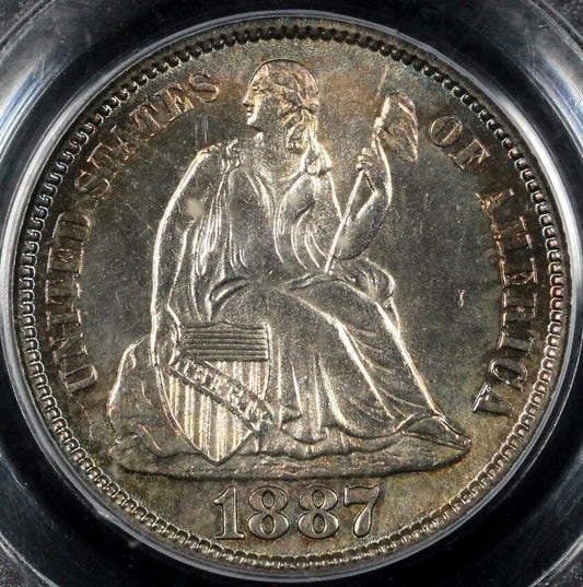 1887 10c Seated Liberty Dime PCGS MS 64