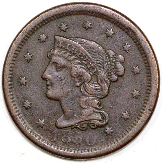 1850 1c N-24 Braided Hair Large Cent