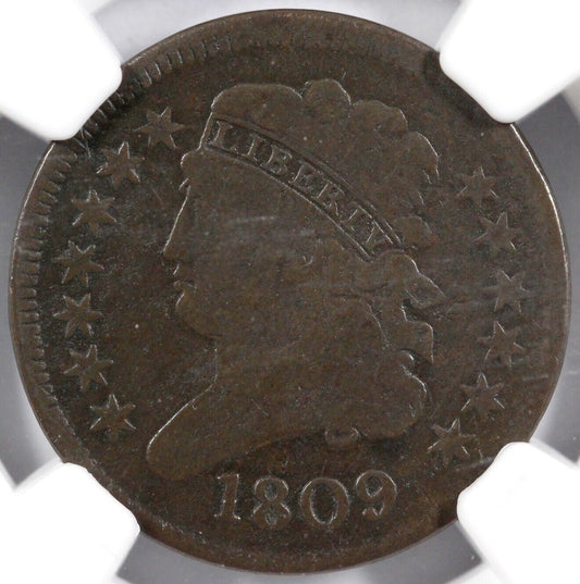 1809 1/2c Classic Head Half Cent NGC Fine Details Burnished