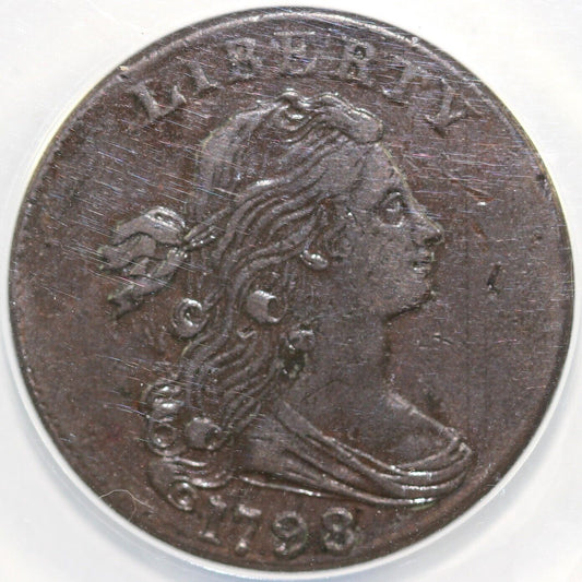 1798 1c 2nd Hairstyle S-175 Draped Bust Large Cent ANACS EF 40 Details Scratched