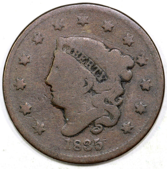 1835 1c N-10 Coronet or Matron Head Large Cent