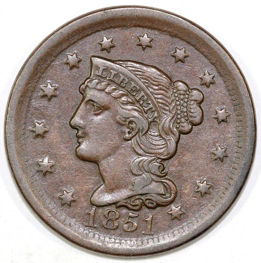 1851 1c N-33 Braided Hair Large Cent