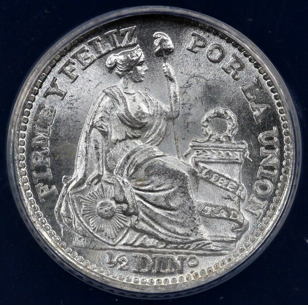 1916 1/2d L, FG Peru Half Dinero ANACS MS 65