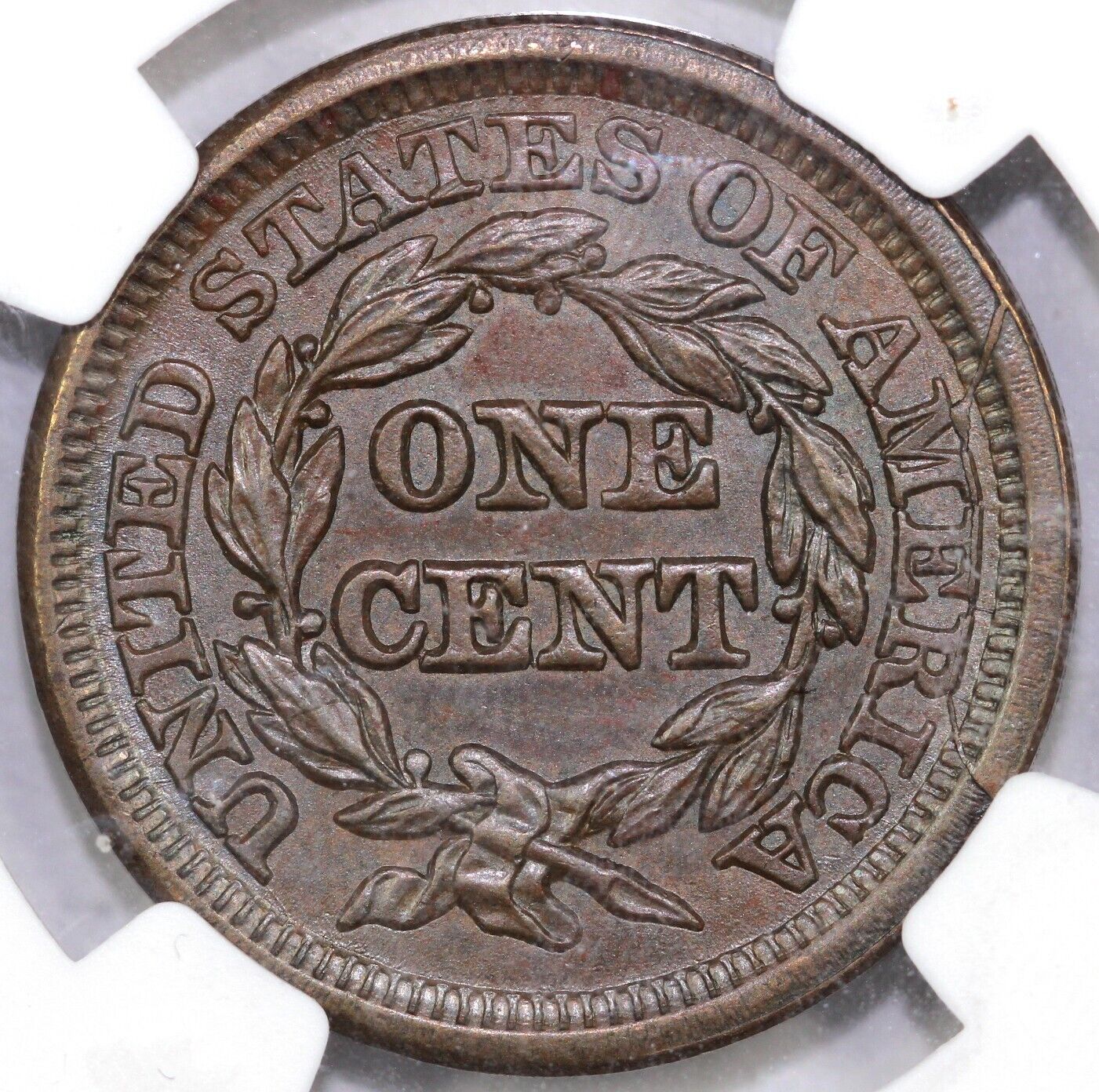 1848 1c N-24 Braided Hair Large Cent NGC MS 62