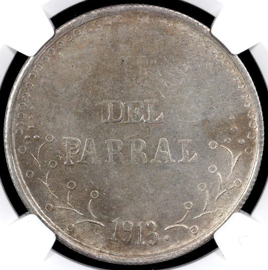 1913 1p Mexico Chihuahua Hidalgo Del Parral Peso "1 Above Peso" NGC MS 62