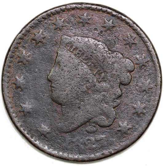 1827 1c N-12 Coronet or Matron Head Large Cent
