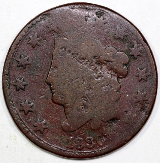 1830 1c N-10 Large Letters Coronet or Matron Head Large Cent