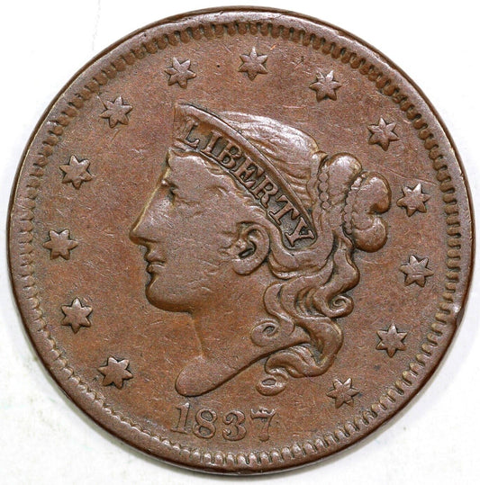 1837 1c N-12 Coronet or Matron Head Large Cent