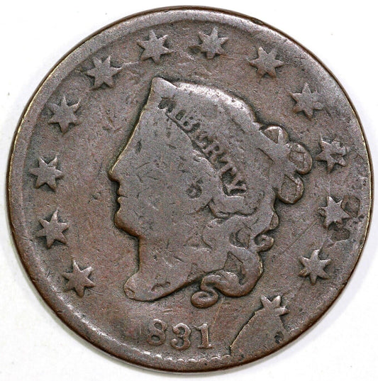 1831 1c N-12 Coronet or Matron Head Large Cent *LDS*
