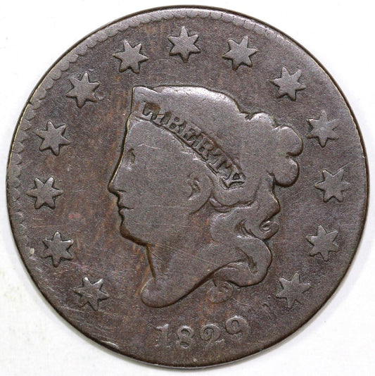 1829 1c N-7 Coronet or Matron Head Large Cent