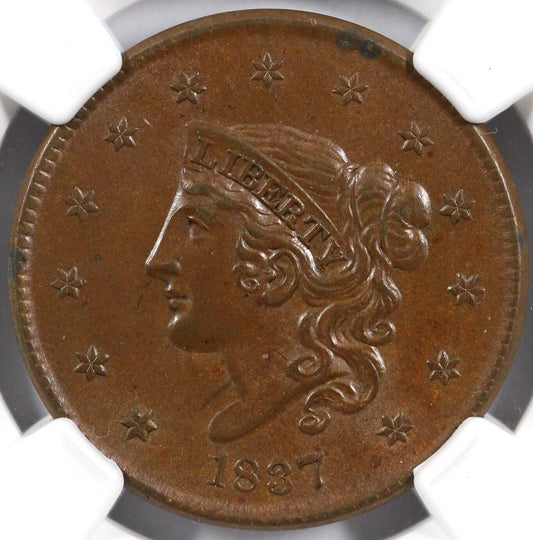 1837 1c N-6 Medium Letters Head of 36 Matron Head Large Cent NGC and CAC MS 64
