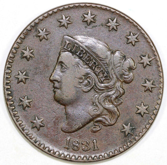 1831 1c N-2 Coronet or Matron Head Large Cent