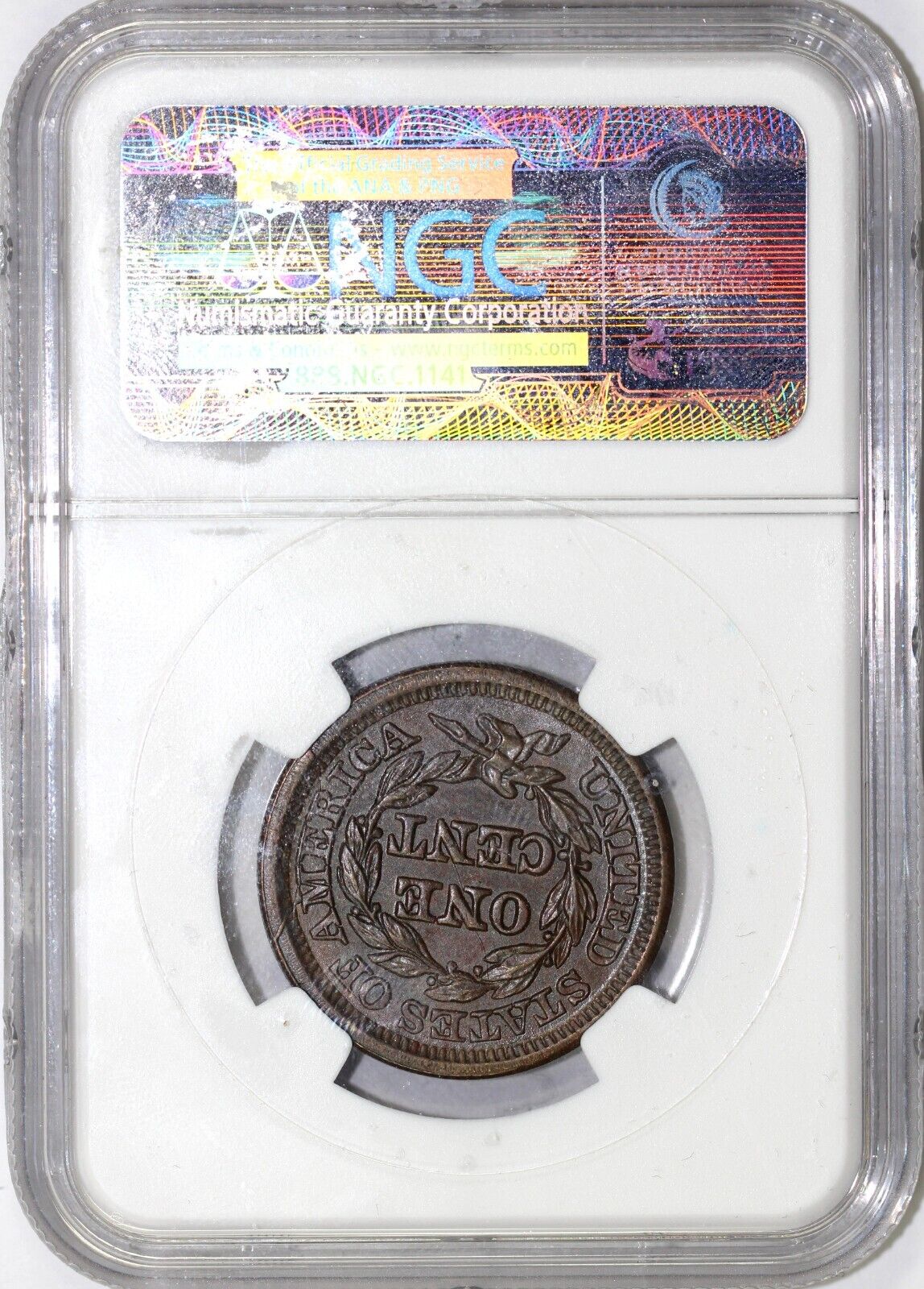 1848 1c N-24 Braided Hair Large Cent NGC MS 62
