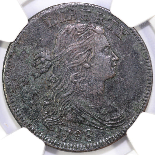 1798 1c Draped Bust Large Cent NGC AU Details Corrosion EX; Luer Collection
