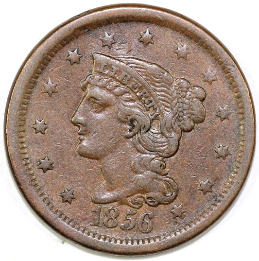 1856 1c N-2 Braided Hair Large Cent