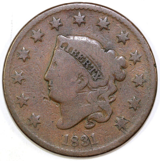 1831 1c N-8 Coronet or Matron Head Large Cent