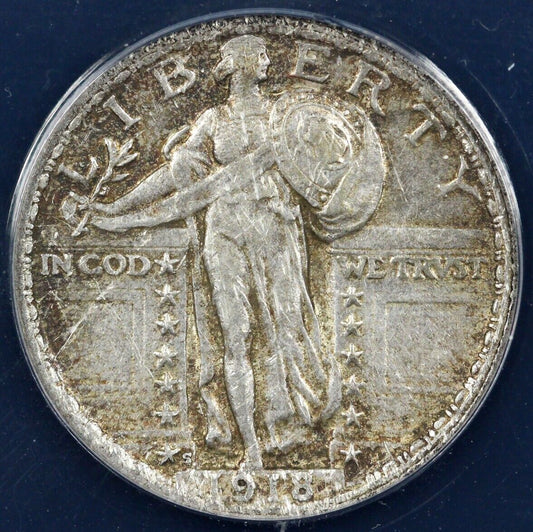 1918-S 25c Standing Liberty Quarter ANACS AU 55 Details Damaged