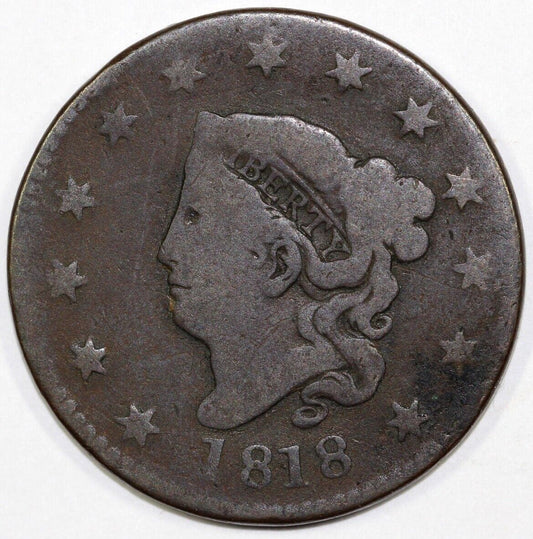 1818 1c N-2 Coronet or Matron Head Large Cent