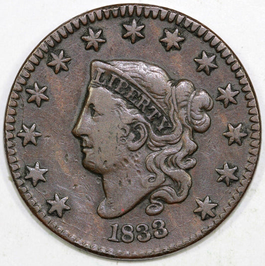 1833/2 1c N-4 Coronet or Matron Head Large Cent