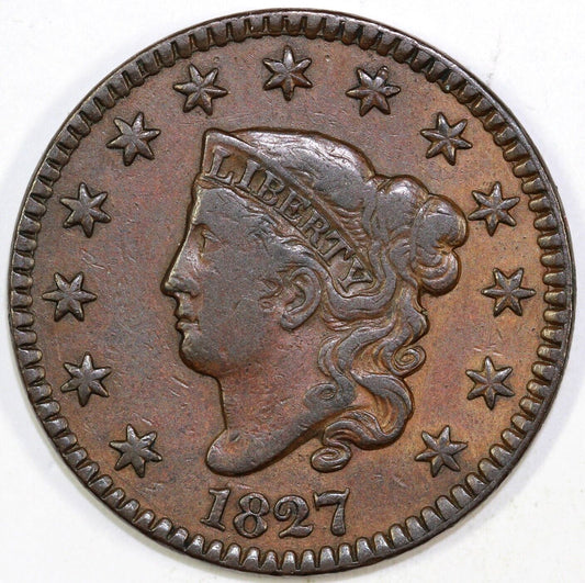 1827 1c N-4 Coronet or Matron Head Large Cent