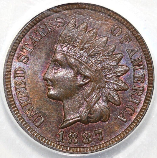 1887 1c Proof Indian Head Cent ANACS PR 63 BN