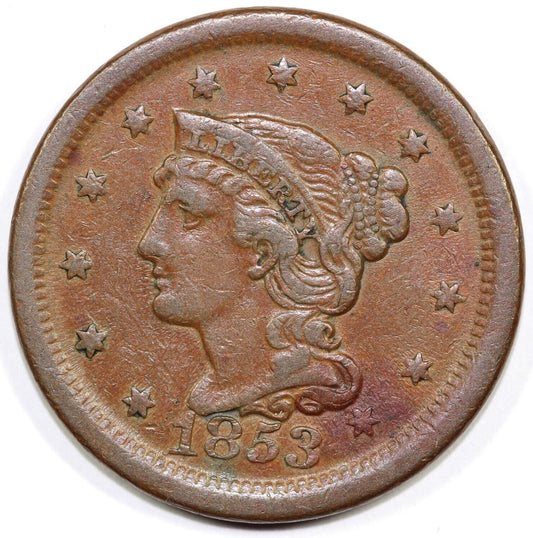 1853 1c N-23 Braided Hair Large Cent